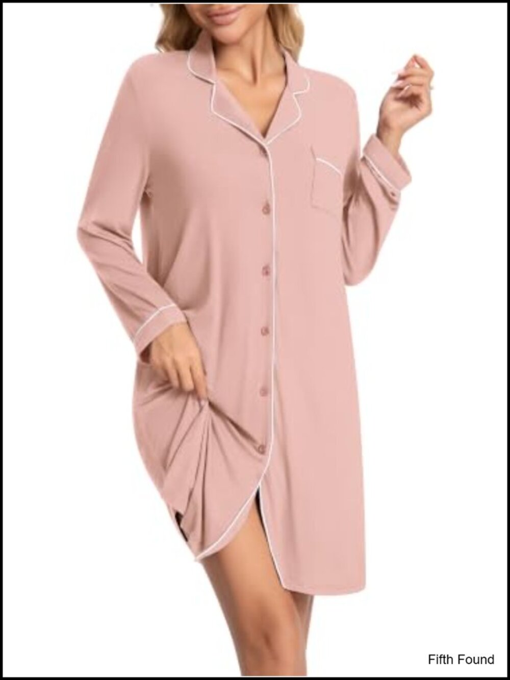 Bamboo Viscose Nightgown Long Sleeve Button Down Sleepwear